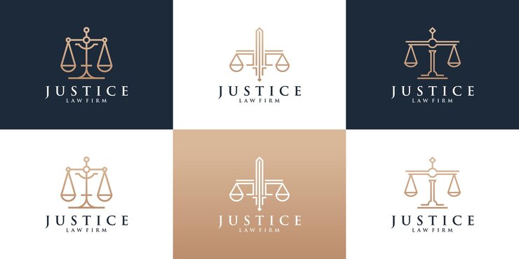 Set di logo dello studio legale con colore dorato.