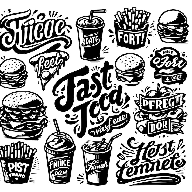 Vettore set di logo di fast food