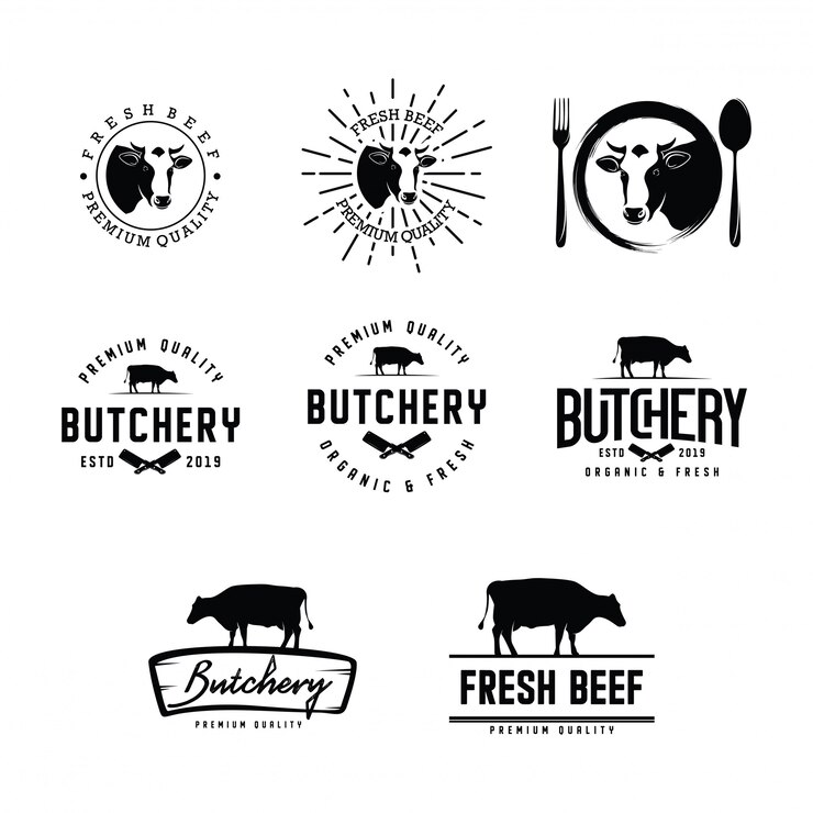 Set di logo di macelleria