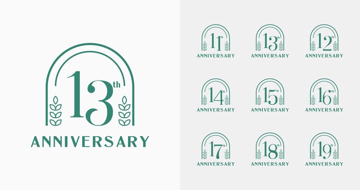 Vettore set di logo minimo dell'anniversario per la celebrazione del compleanno con la natura e il concetto femminile