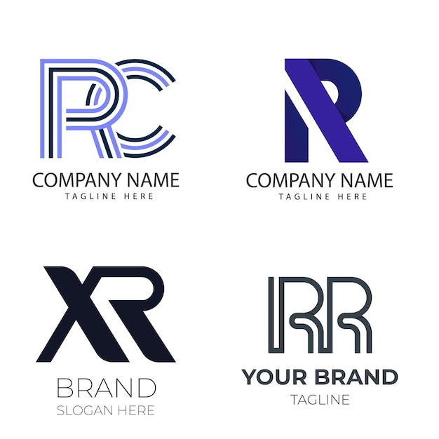 set di logo r creativo design minimalista concetto astratto logo r iniziale per la vostra azienda commerciale