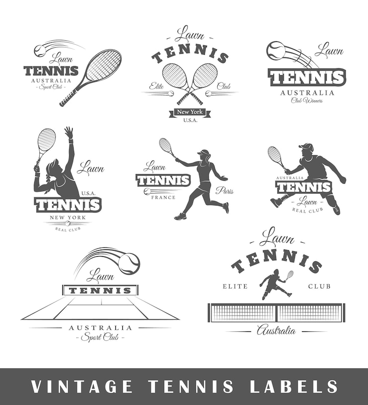 Set di logo tennis vintage