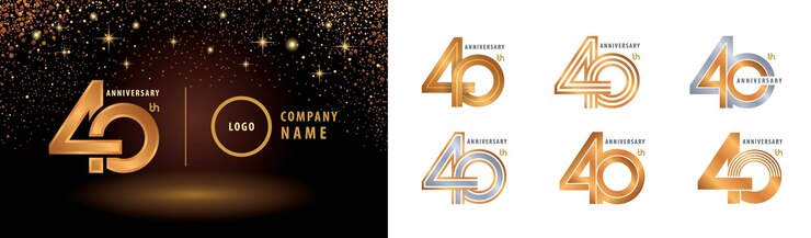 Set di logotipo di anniversario, celebrazione di anniversario di quarant'anni.