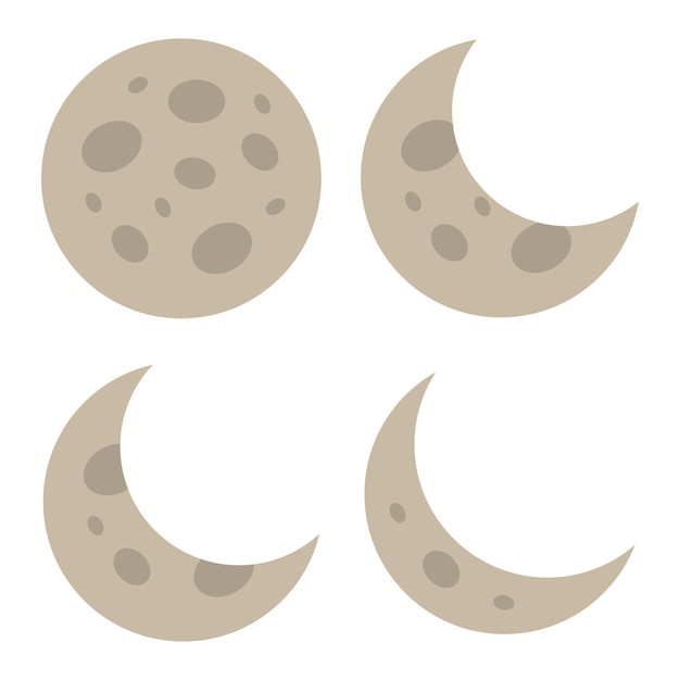 Set di lune in stile piatto