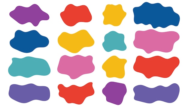 Set di macchie organiche ovali di forma irregolare colorata