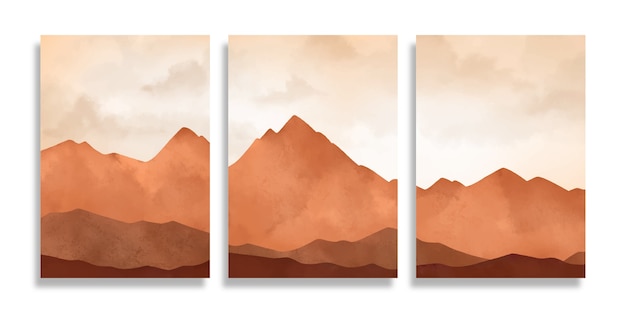 Set Di Minimalista Paesaggio Di Montagna Marrone