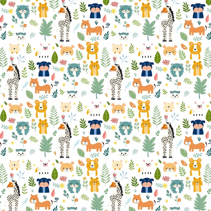 Vettore set di modelli di animali dei cartoni animati senza cuciture