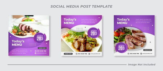 Set di modelli di banner di social media per menu e ristorante