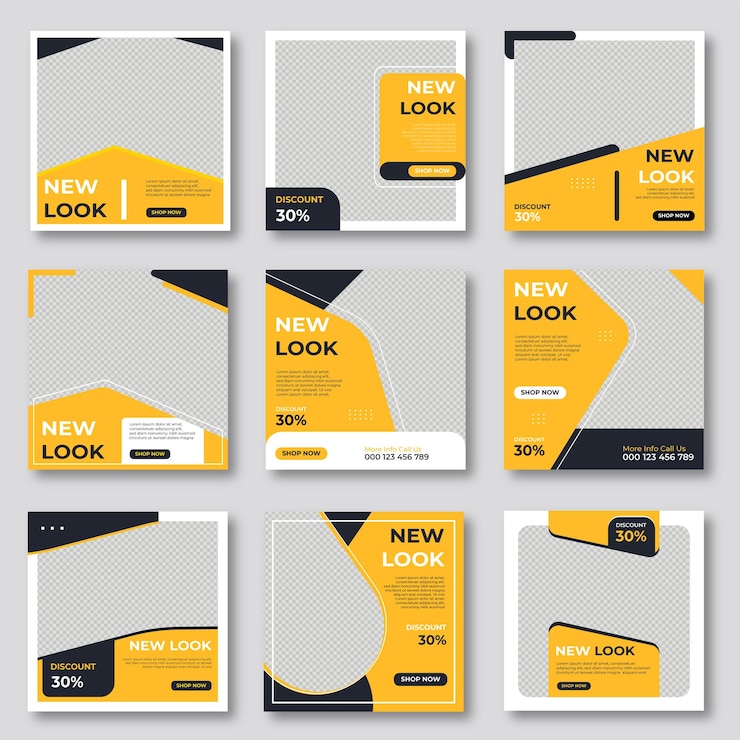 Vettore set di modelli di banner quadrati modificabili e nuovi post di vendita di moda su instagram