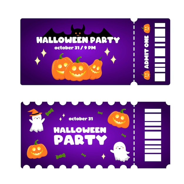 Set di modelli di biglietti d'invito per la festa di Halloween Collezione di biglieti di Halloween disegnati a mano