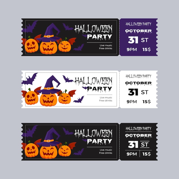 Set di modelli di biglietti d'invito per la festa di Halloween