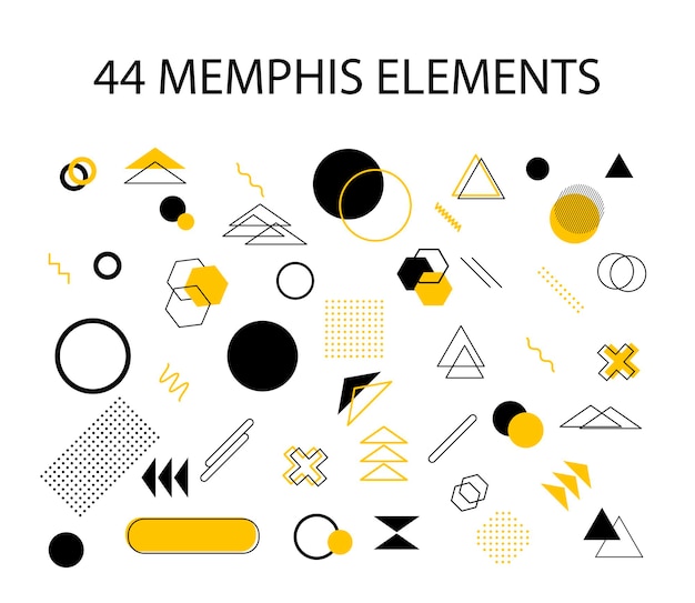Set di modelli di elementi di design memphis per il tuo progetto animazione e pubblicità pubblicità banner commerciale poster tshirt Grande collezione vettoriale colorata