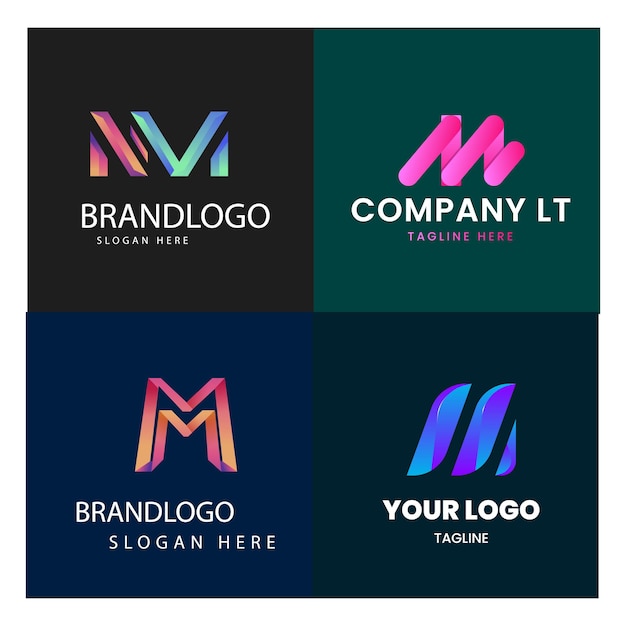 set di modelli di logo a lettera gradiente m