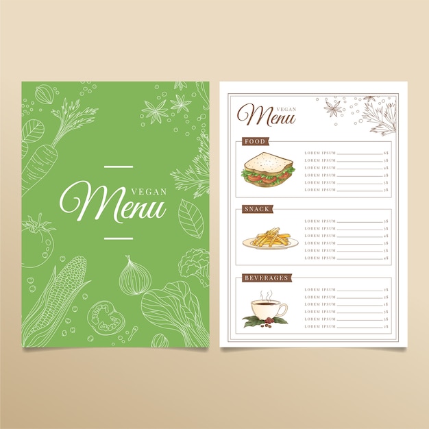 Set di modelli di menu del ristorante