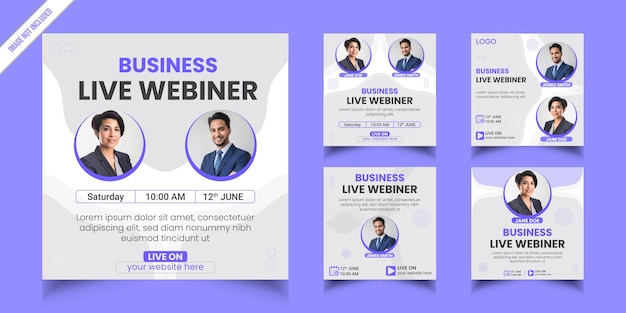 Set di modelli di post sui social media per conferenze webinar aziendali