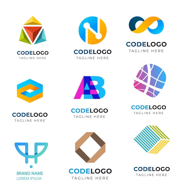 Set di modelli di progettazione del logo del codice di lavoro di squadra