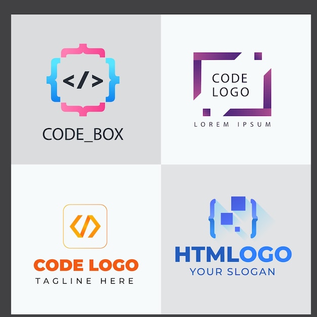Set di modelli di progettazione del logo del codice di lavoro di squadra