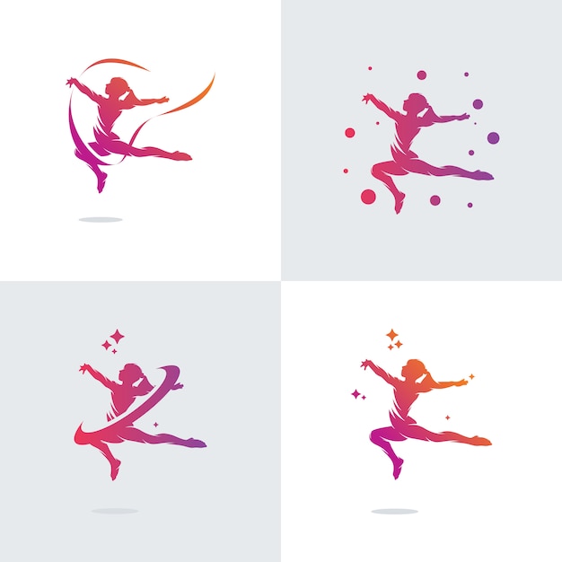 Set di modelli di progettazione logo di ginnastica