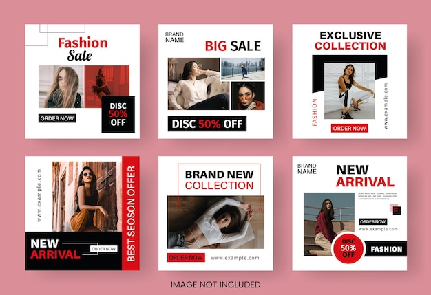 Set di modelli di pubblicazioni sui social media per la vendita di moda