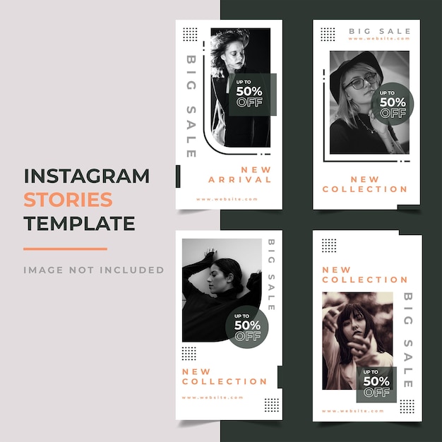Set di modelli di storie di Instagram di vendita di moda di grandi dimensioni Vettore Premium