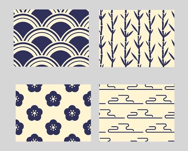 SET DI MODELLI GIAPPONESI. COLLEZIONE GIAPPONESE PATTERN DESIGN