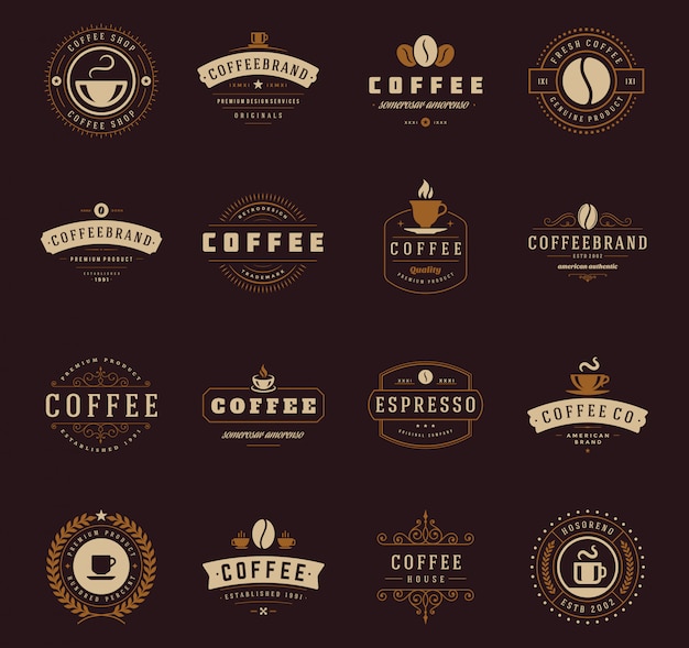 Set di modelli logo caffetteria