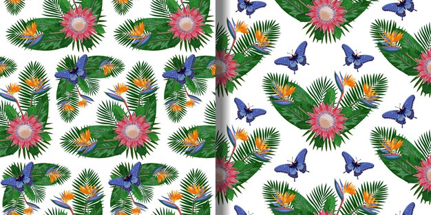 Set di modelli senza cuciture Tropical Bouquet per stampe tessili