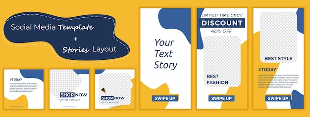 Set di modello di banner quadrato minimo modificabile Colore di sfondo colorato con forma a strisce Adatto per post sui social media e annunci web su Internet