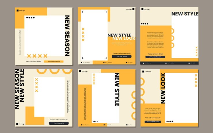 Set di modello di banner quadrato modificabile. Adatto per post sui social media e annunci su Internet