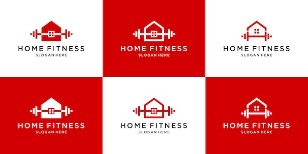 Set di modello di logo astratto per la casa fitness