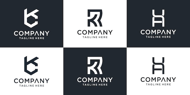 Set di modello di logo KR lettera monogramma creativo