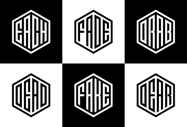 Set di modello di logo monogramma esagonale creativo