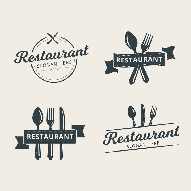Set di modello logo ristorante professionale