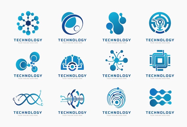 Set di modello vettoriale del logo della tecnologia