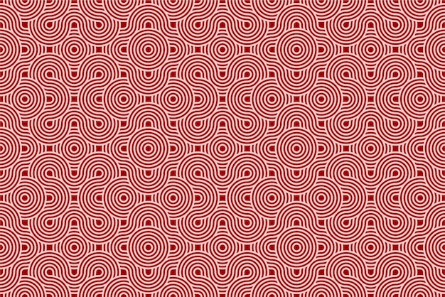 Set di motivi cinesi e giapponesi senza cuciture su sfondo rosso Motivo geometrico a trama arrotondata