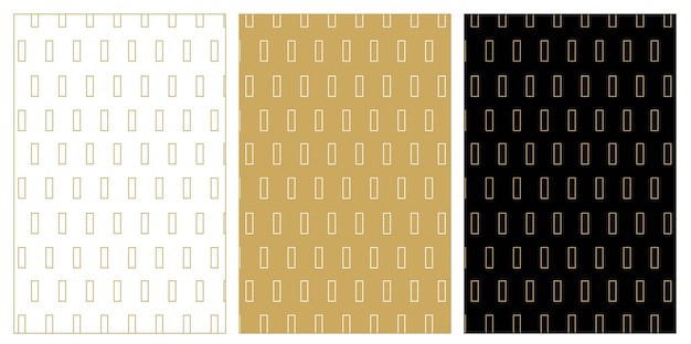 Set di motivi con croci strisce linee sfondo vettoriale senza cuciture oro bianco e ornamento nero