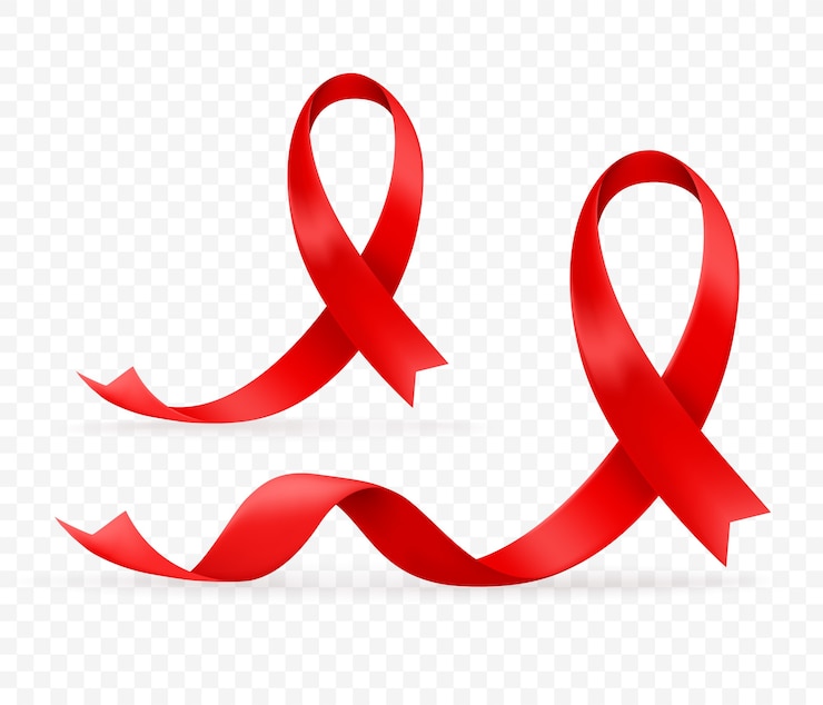 Vettore set di nastri di seta rossa per la giornata mondiale della sensibilizzazione sull'aids