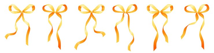 Set di nastri per capelli gialli ondulati arco d'oro per vestiti arco vintage per ragazze nastri isolati