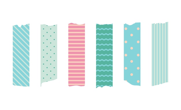 Set di nastri per mascheratura Washi. Simpatico adesivo di carta scotch per album. Set di nastri in stile giapponese con nastro, elemento decorativo a pois.