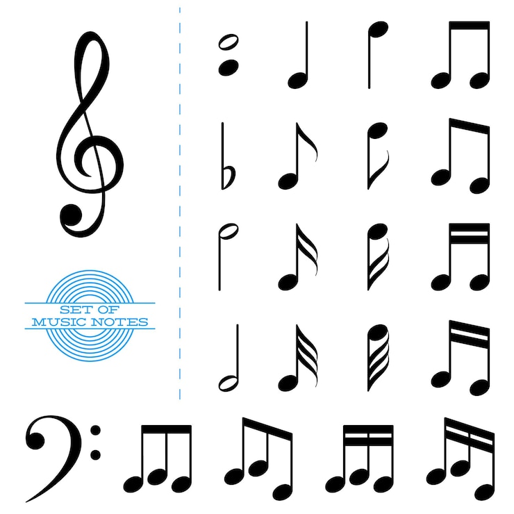 Vettore set di note di musica nera classica