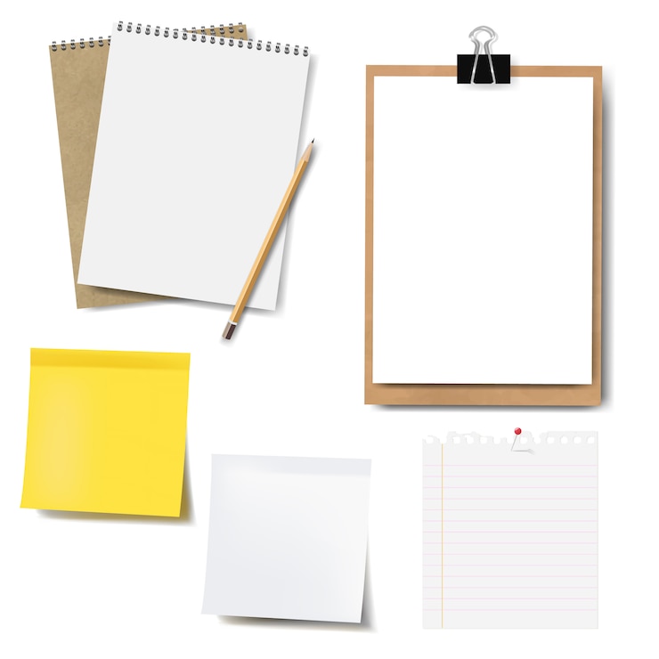 Vettore set di notebook mockup e carta isolato