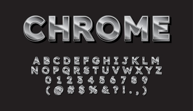 Set di numeri alfabetici 3D Cool Chrome