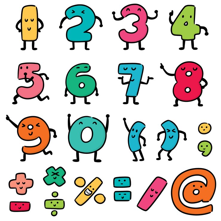 Vettore set di numeri cartoon