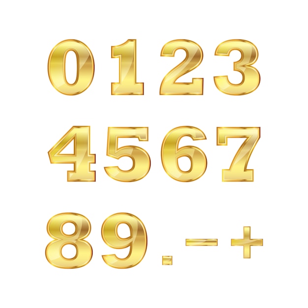 Set di numeri d'oro. illustrazione.
