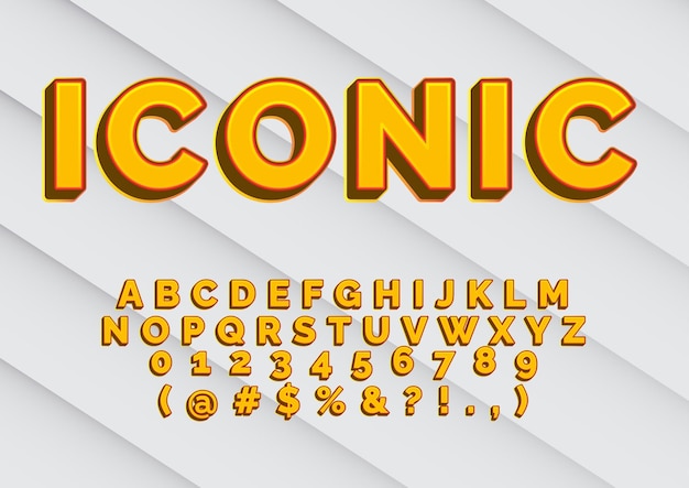 Set di numeri di alfabeti 3D iconici creativi