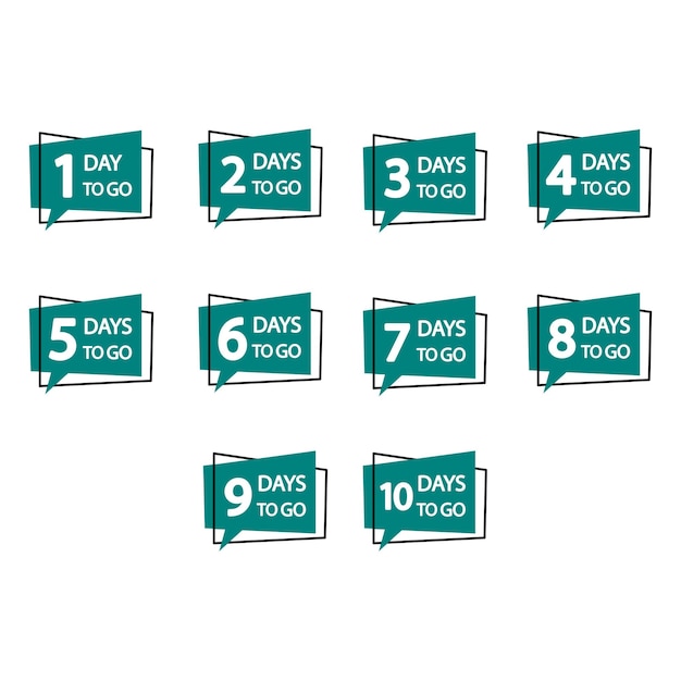 Set di numeri di conto alla rovescia Days to go collection Vector countdown icons Bold flat design