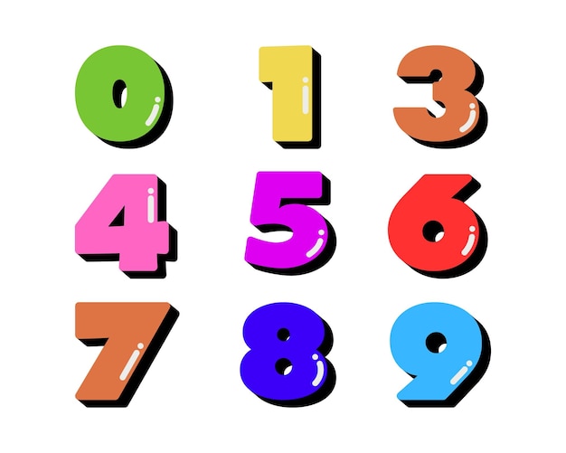 Set di numeri Illustrazione vettoriale in stile piatto Elemento di design
