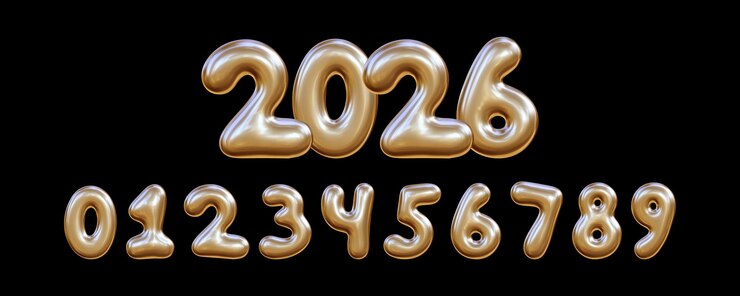 Vettore set di numeri liquidi dorati da zero a nove numeri gonfiati 3d con consistenza riflettente