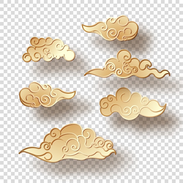 Set di nuvole d'oro con un'ombra in stile cinese