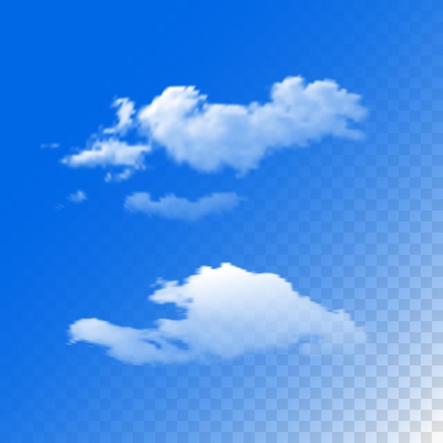 Set di nuvole su uno sfondo blu Illustrazione vettoriale